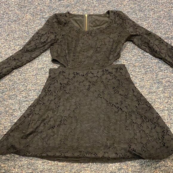 Black Lace Overlay Sexy Skater Dress sz. S - Picture 1 of 6